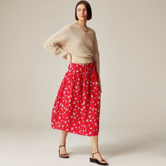 New J.CREW Size XXS Side-Tie Skirt in Ramie Red Multi $148 CK950 - Picture 4 of 7
